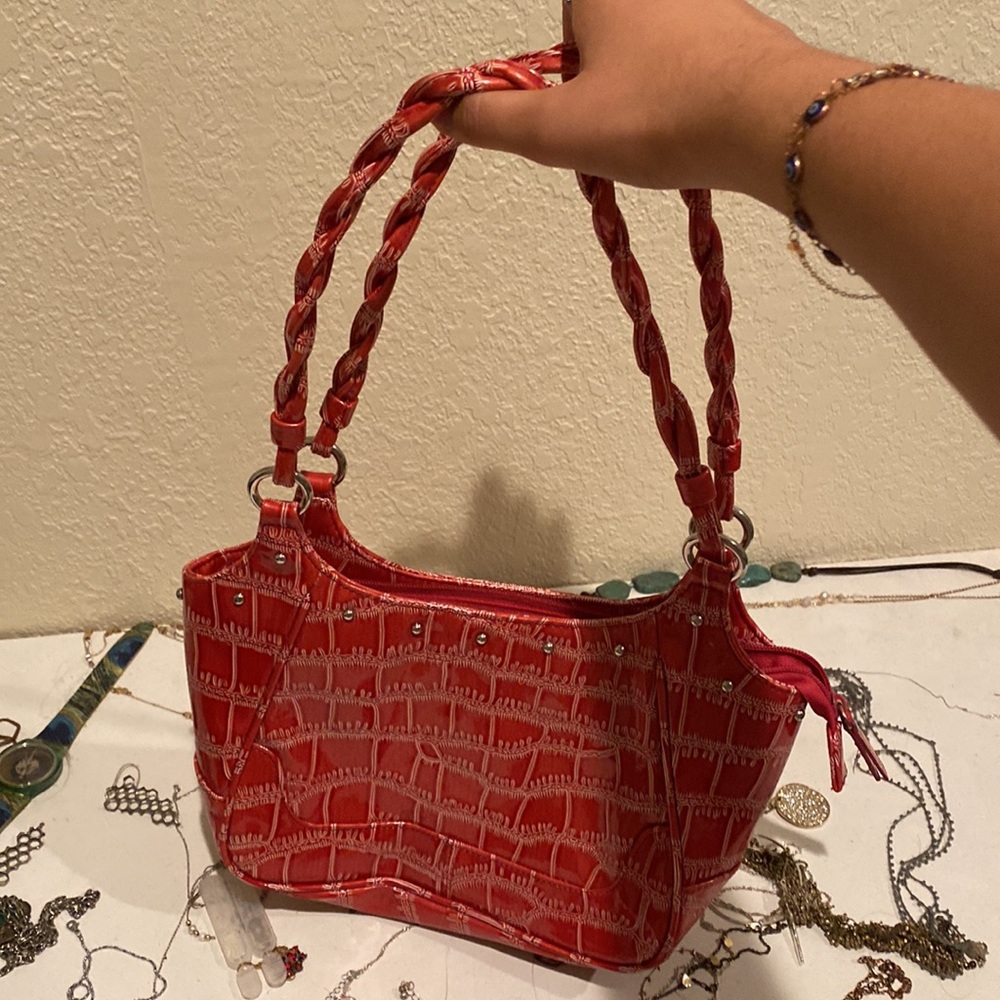 Faux Crocodile skin style pink-red Purse